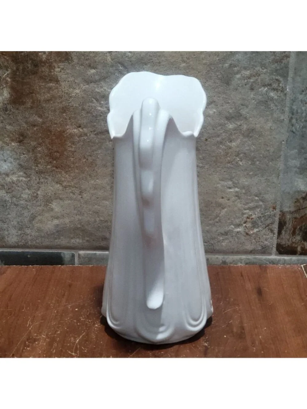 Vintage White Ironstone Water Pitcher Scallop Design